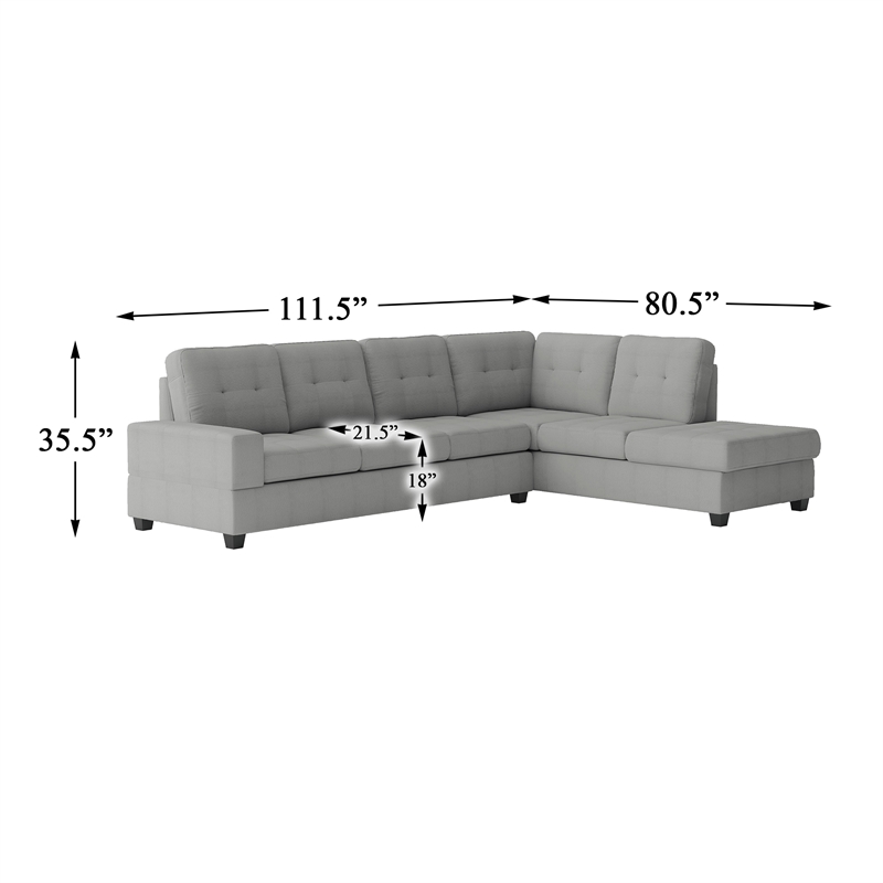 Lexicon Maston Microfiber Sectional Sofa in Gray