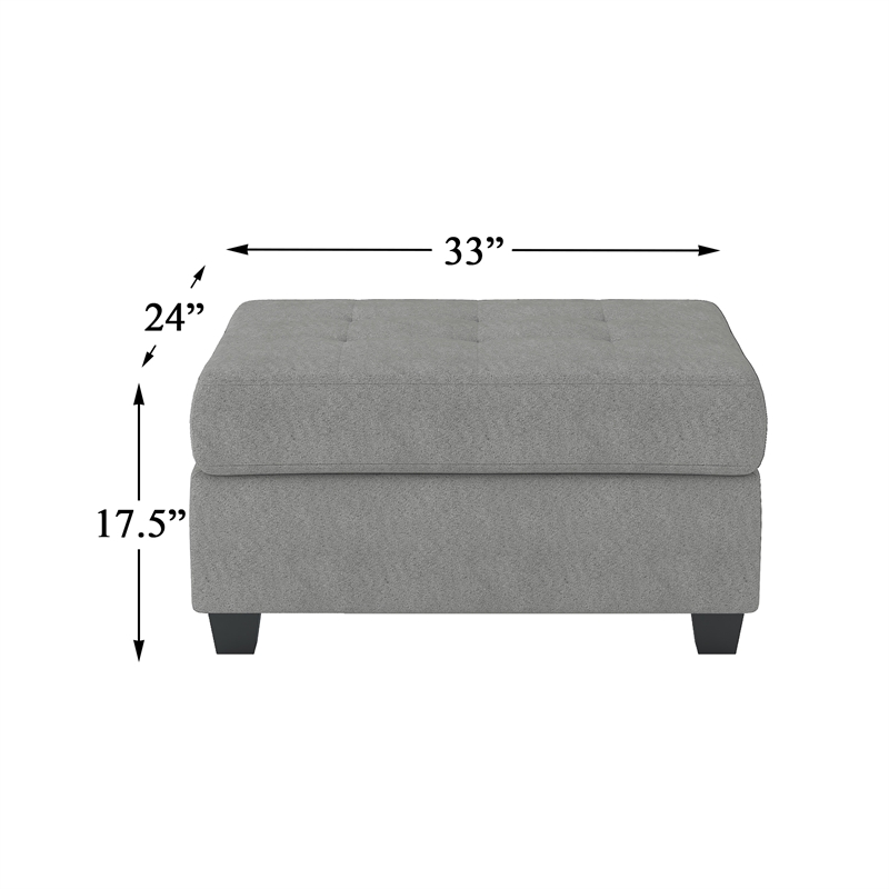 Lexicon Maston Microfiber Ottoman with Storage in Gray
