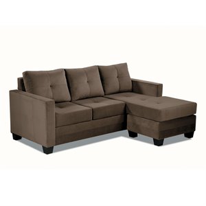 lexicon phelps velvet upholstered reversible sofa chaise in coffee