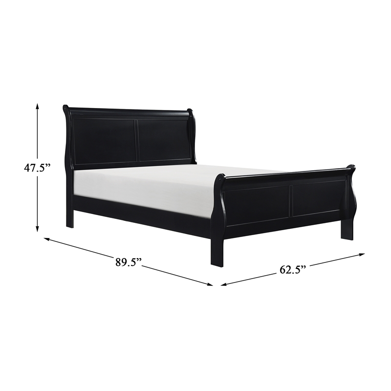 Lexicon Mayville Traditional Wood Queen Sleigh Bed in Black