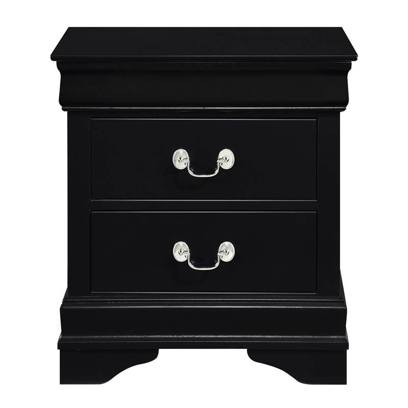 Lexicon Mayville Traditional 2-Drawer Wood Nightstand in Black