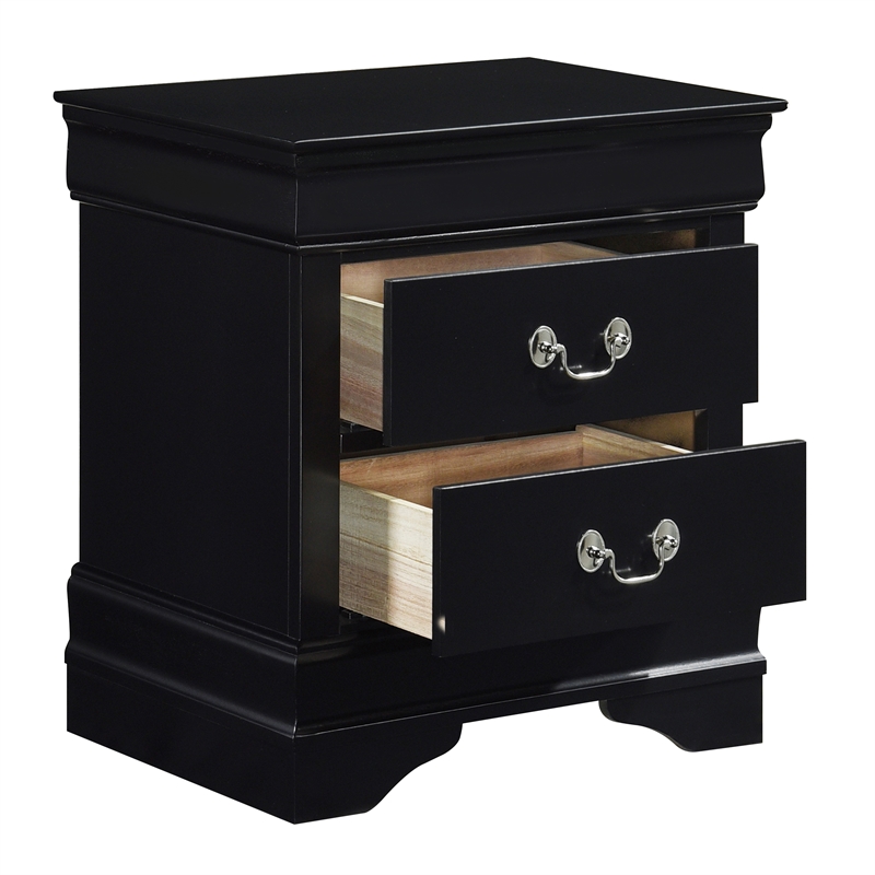 Lexicon Mayville Traditional 2-Drawer Wood Nightstand in Black