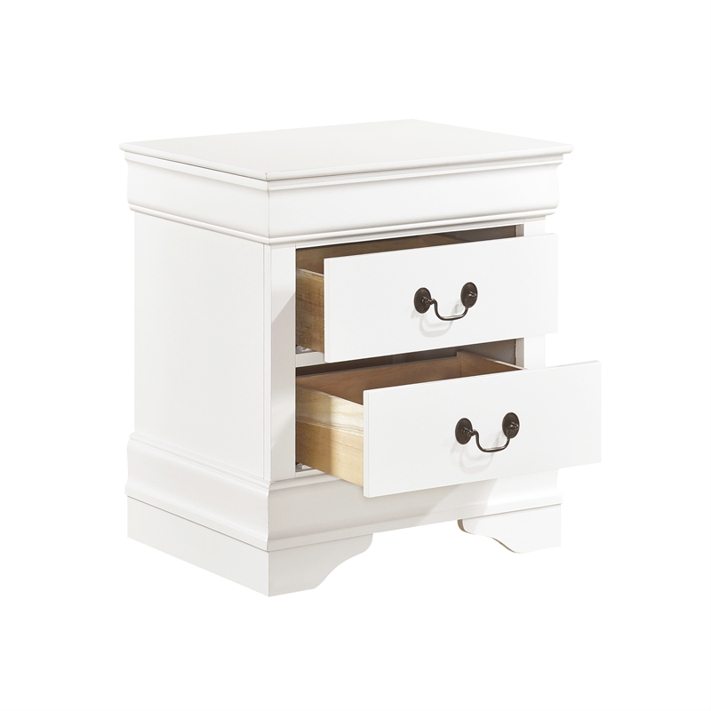 Lexicon Mayville Traditional 2-Drawer Wood Nightstand in White