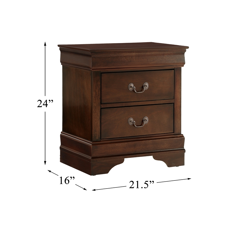 Lexicon Mayville Traditional Wood 2-Drawer Nightstand in Brown Cherry