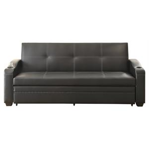 lexicon marcelo contemporary faux leather click-clack sleeper sofa in black