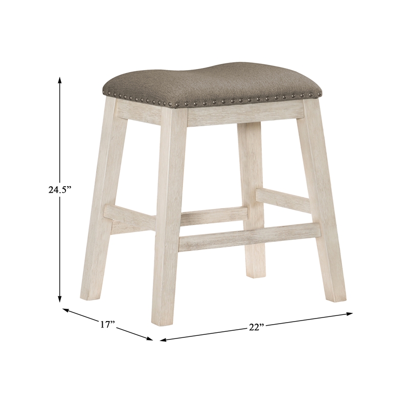 Lexicon Timbre Wood Counter Height Stools in Antique White and Brown (Set of 2)