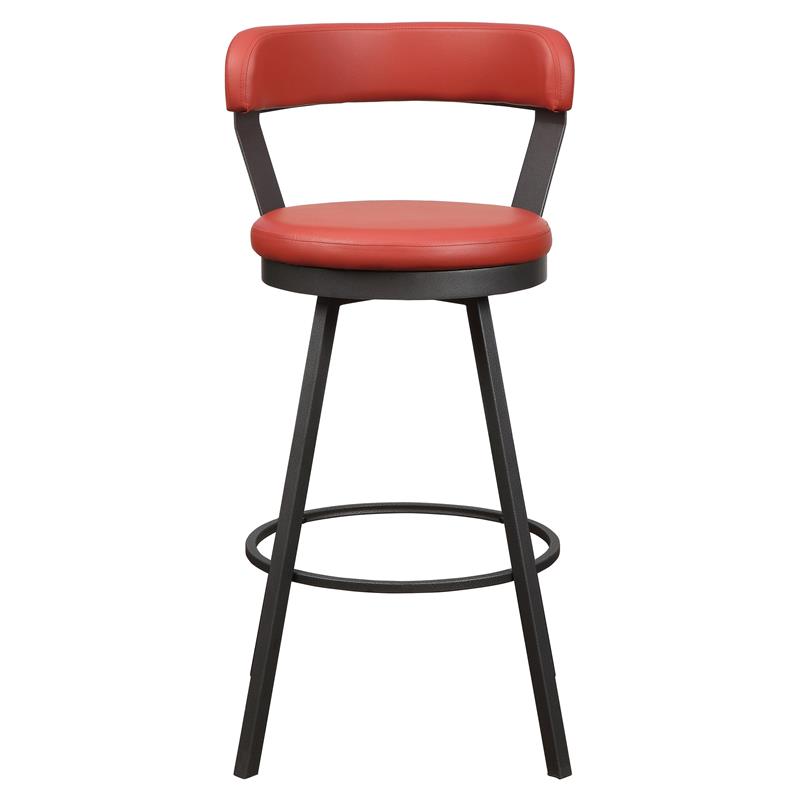 Lexicon Appert Metal Pub Height Swivel Stools in Dark Gray/Red (Set of 2)