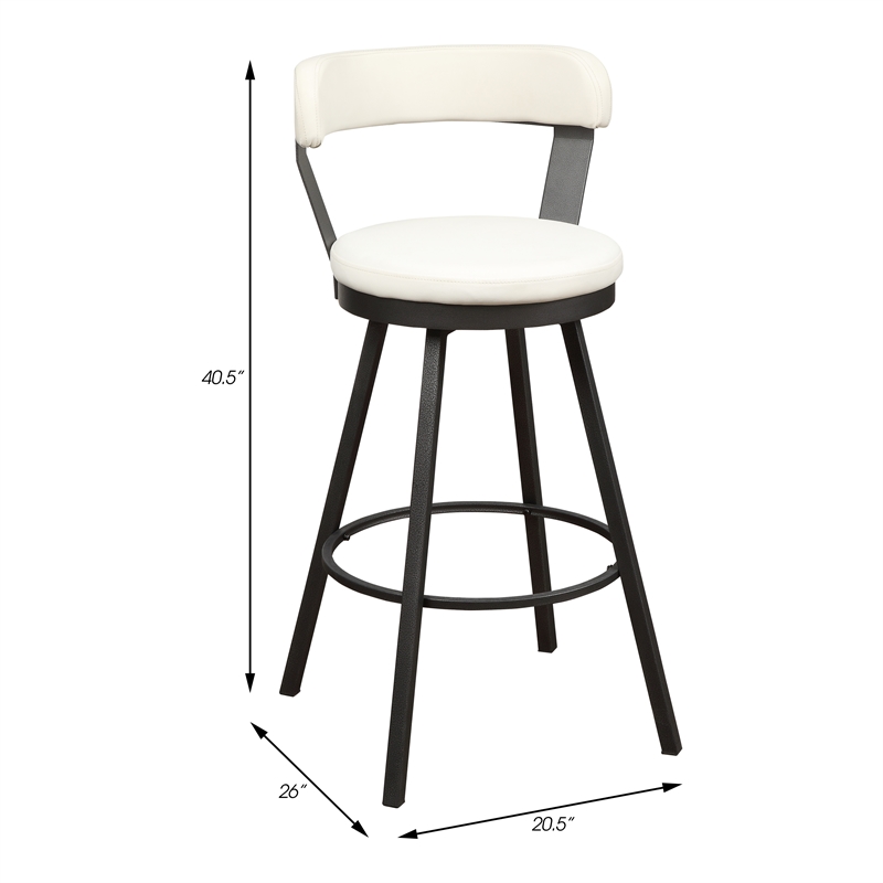 Lexicon Appert Metal Pub Height Swivel Stools in Dark Gray/White (Set of 2)