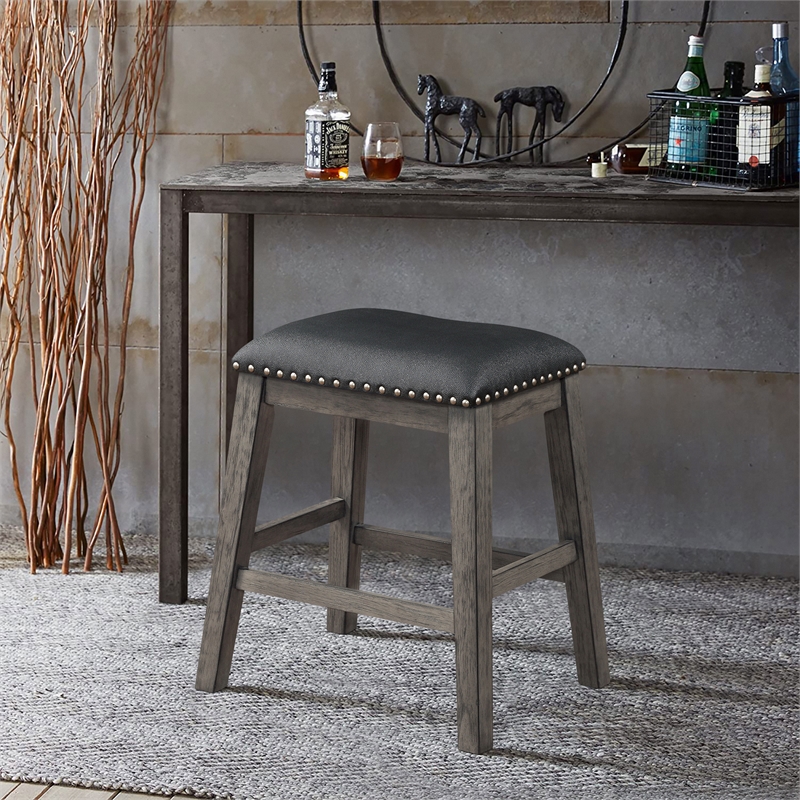 Lexicon Timbre Contemporary Wood Counter Height Stools in Gray (Set of 2)