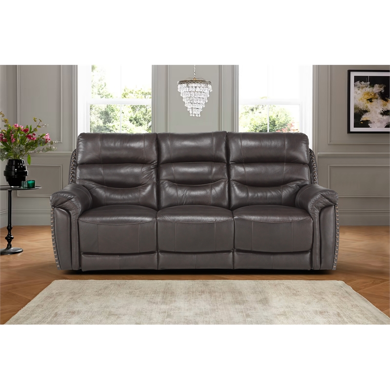 Top Grain Leather Reclining Sofa Clearance Baci Living Room
