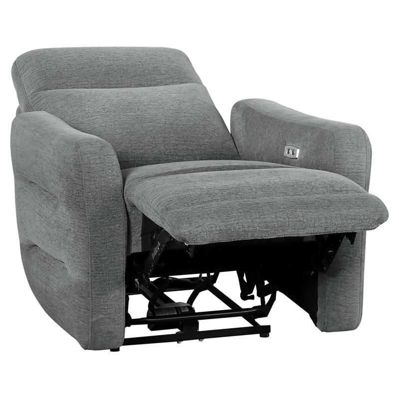 Lexicon Edition Contemporary Chenille Power Reclining Chair in Gray