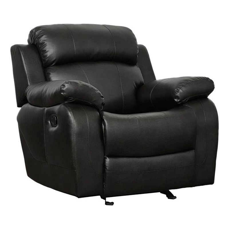 Lexicon Marille Traditional Faux Leather Glider Reclining Chair in Black