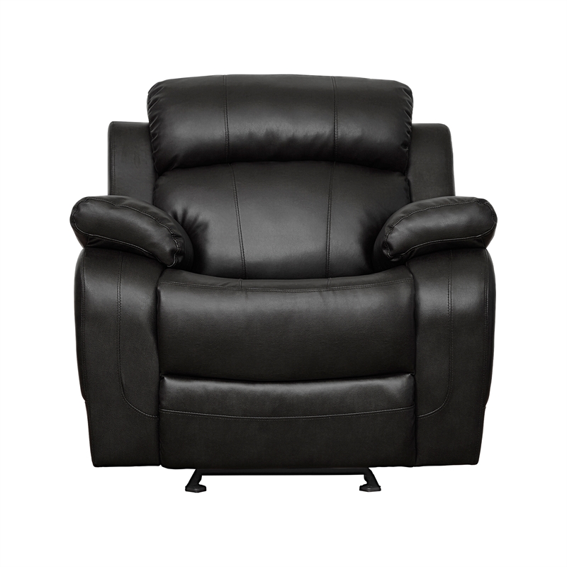 Lexicon Marille Traditional Faux Leather Glider Reclining Chair in Black