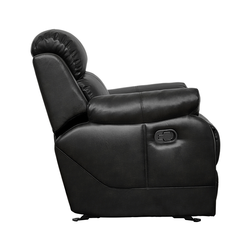 Lexicon Marille Traditional Faux Leather Glider Reclining Chair in Black