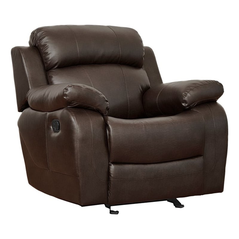 Lexicon Marille Traditional Faux Leather Glider Reclining Chair in Brown