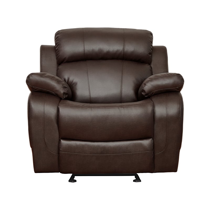 Lexicon Marille Traditional Faux Leather Glider Reclining Chair in Brown