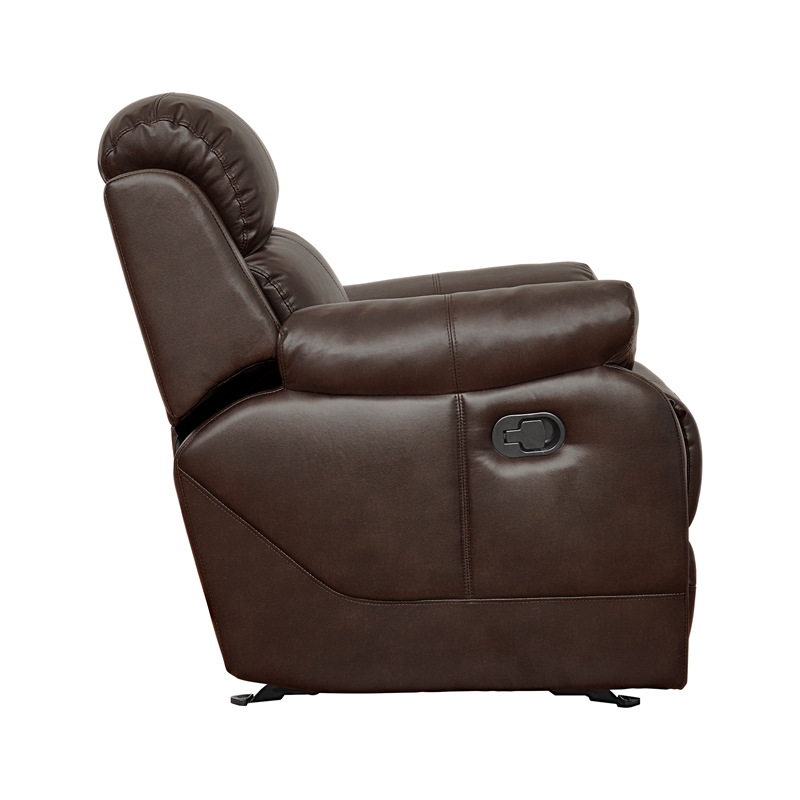 Lexicon Marille Traditional Faux Leather Glider Reclining Chair in Brown