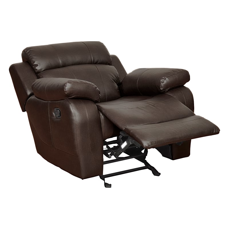 Lexicon Marille Traditional Faux Leather Glider Reclining Chair in Brown