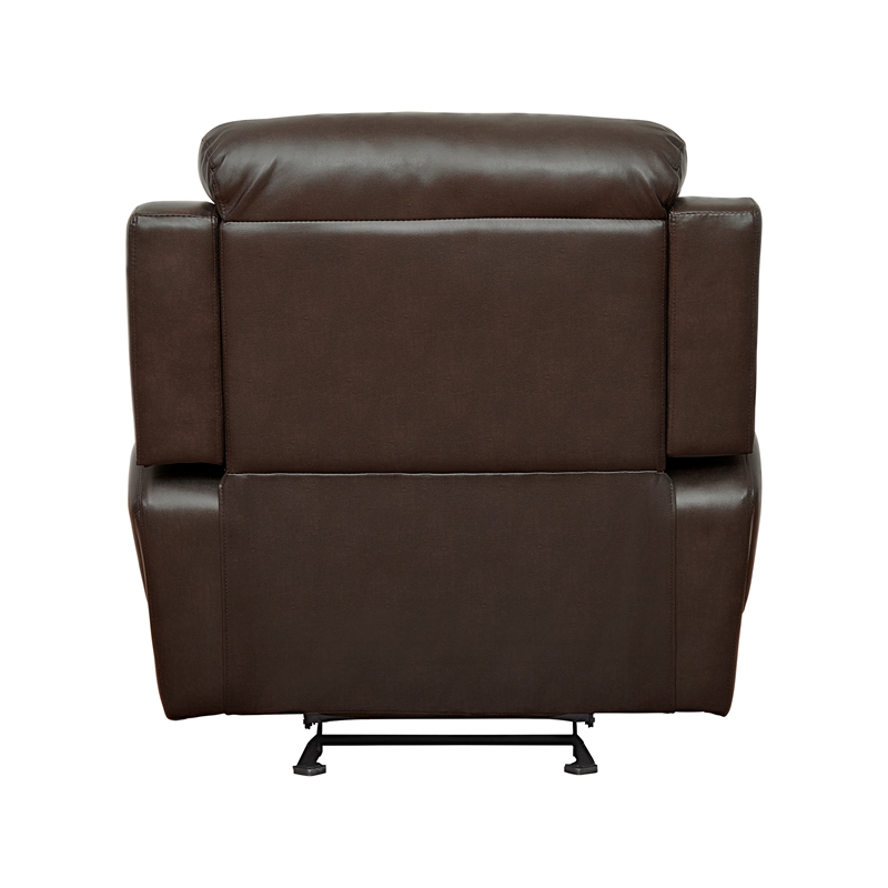 Lexicon Marille Traditional Faux Leather Glider Reclining Chair in Brown