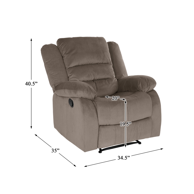 Lexicon Jarita Transitional Microfiber Fabric Reclining Chair in Chocolate