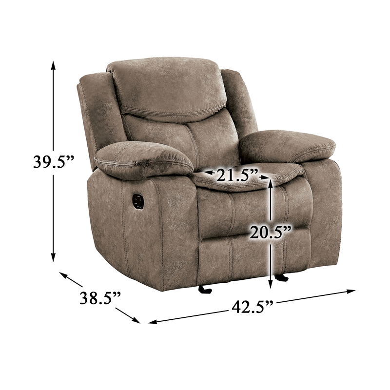 Lexicon Bastrop Traditional Microfiber Fabric Glider Reclining Chair in Brown