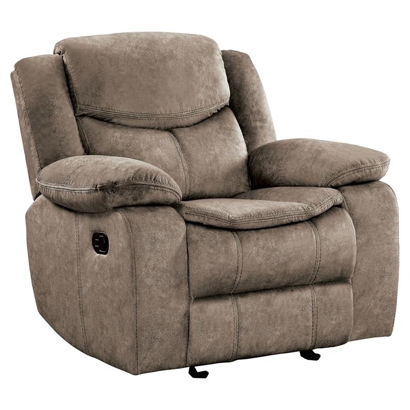 Lexicon Bastrop Traditional Microfiber Fabric Glider Reclining Chair in Brown