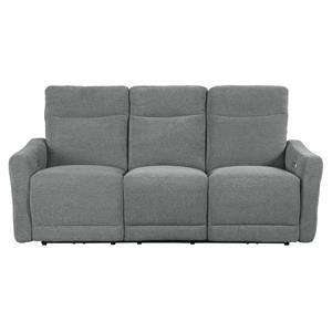 lexicon edition contemporary chenillepower double reclining sofa in gray