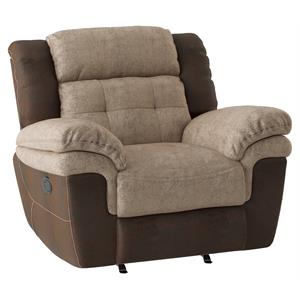 lexicon chai traditional microfiber glider reclining chair in 2-tone brown