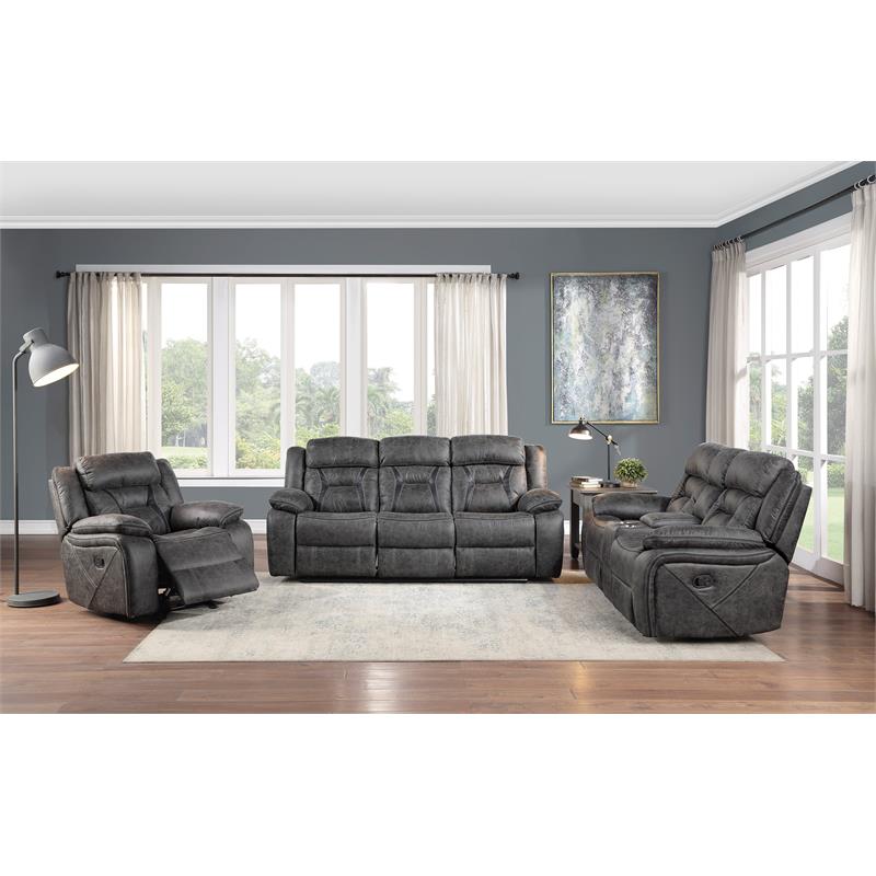 Lexicon Madrona Hill Traditional Microfiber Glider Reclining Chair in Gray