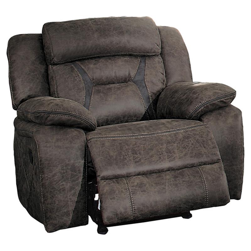 Lexicon Madrona Hill Traditional Microfiber Glider Reclining Chair in Dark Brown