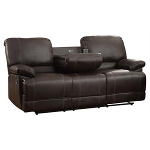 lexicon cassville traditional faux leather double reclining sofa in brown