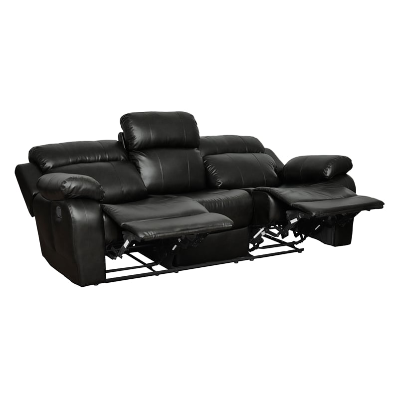 Lexicon Marille Double Reclining Sofa with Center Drop-Down Cup Holders in Black