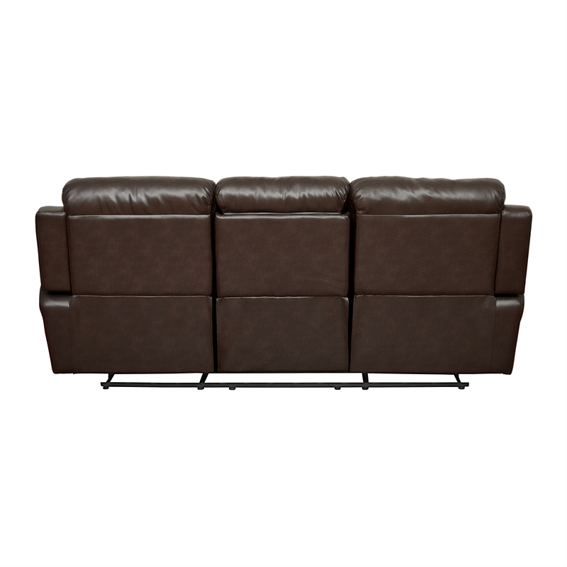 Lexicon Marille Double Reclining Sofa with Center Drop-Down Cup Holders in Brown