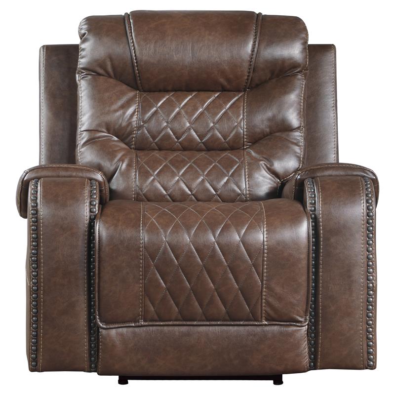 Lexicon Putnam Traditional Faux Leather Power Reclining Chair in Brown