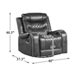 Lexicon Putnam Traditional Faux Leather Swivel Glider Reclining Chair in Gray