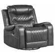 Lexicon Putnam Traditional Faux Leather Swivel Glider Reclining Chair in Gray