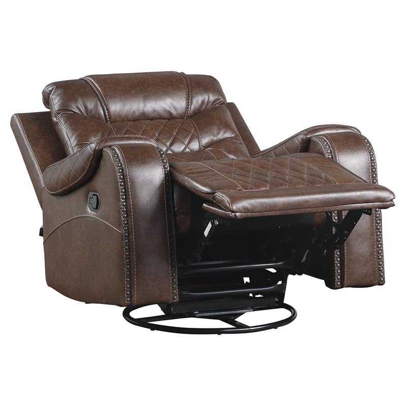 Lexicon Putnam Traditional faux leather Swivel Glider Reclining Chair in Brown