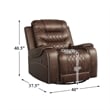 Lexicon Putnam Traditional faux leather Swivel Glider Reclining Chair in Brown