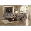 Lexicon Jarita Microfiber Fabric Double Reclining Sofa in Chocolate