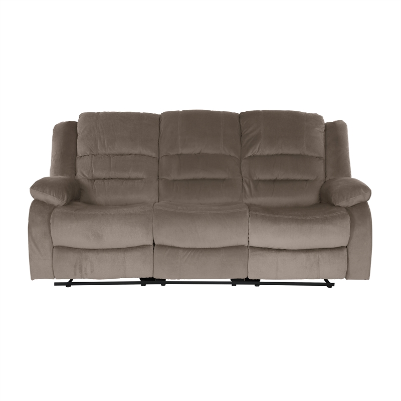 Lexicon Jarita Microfiber Fabric Double Reclining Sofa in Chocolate