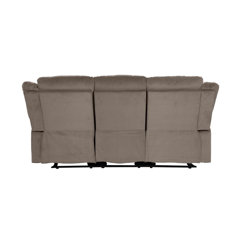 Lexicon Jarita Microfiber Fabric Double Reclining Sofa in Chocolate
