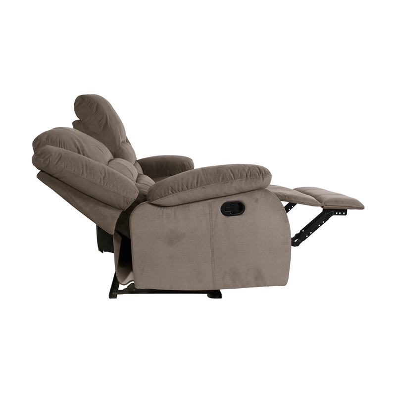 Lexicon Jarita Microfiber Fabric Double Reclining Sofa in Chocolate