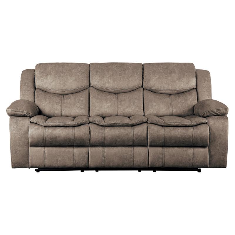 Lexicon Bastrop Fabric Double Reclining Sofa in Brown