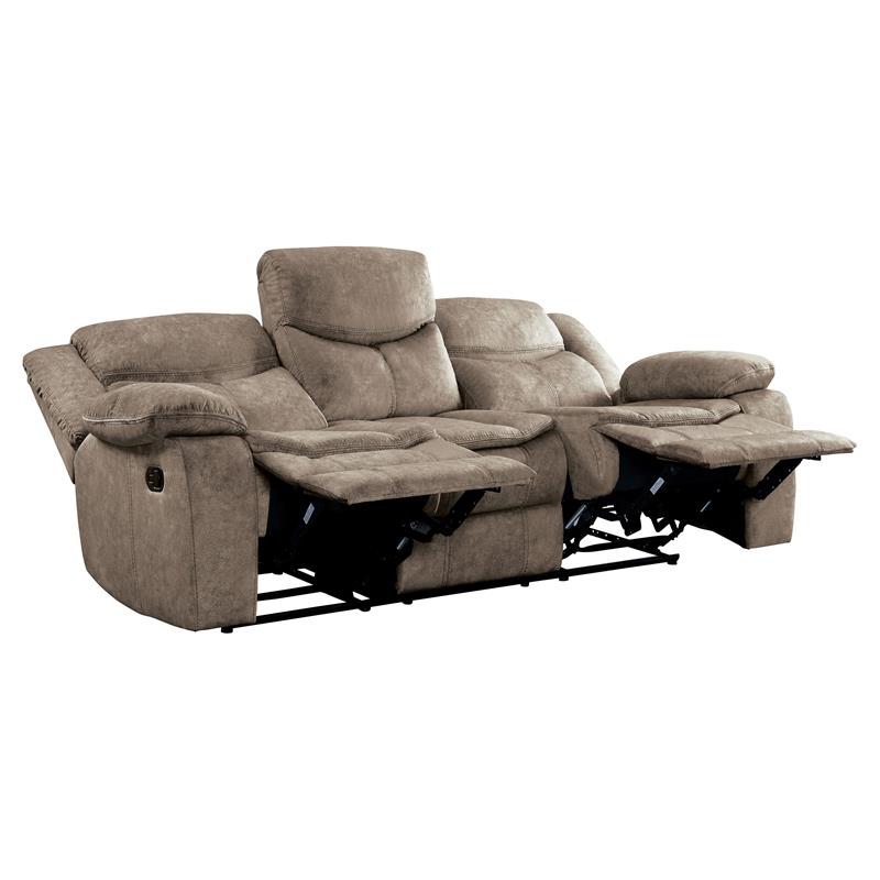 Lexicon Bastrop Fabric Double Reclining Sofa in Brown