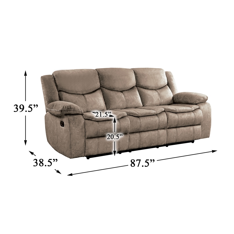 Lexicon Bastrop Fabric Double Reclining Sofa in Brown