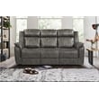 Lexicon Centeroak Microfiber Double Reclining Sofa in Gray