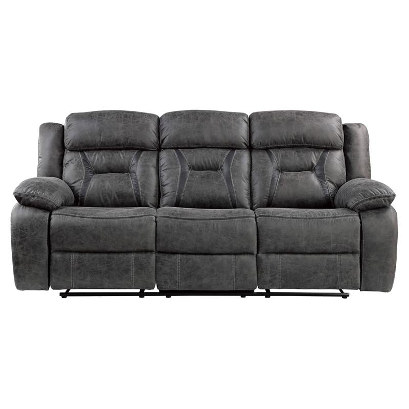Lexicon Madrona Hill Traditional Microfiber Double Reclining Sofa in Gray