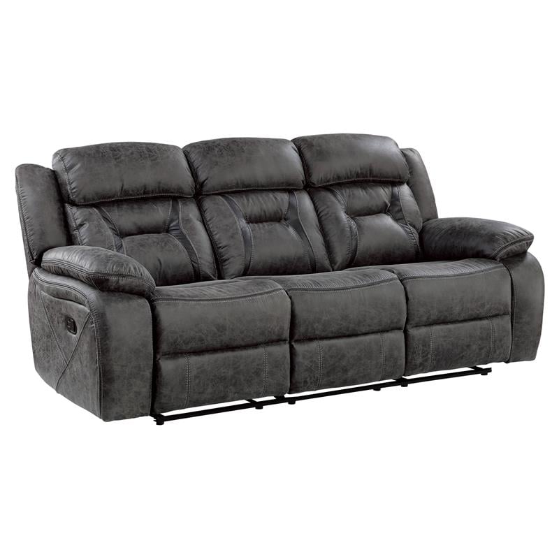 Lexicon Madrona Hill Traditional Microfiber Double Reclining Sofa in Gray