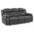 Lexicon Madrona Hill Traditional Microfiber Double Reclining Sofa in Gray