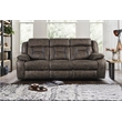 Lexicon Madrona Hill Traditional Microfiber Double Reclining Sofa in Dark Brown